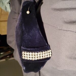 Vintage black velvet rhinestone hat